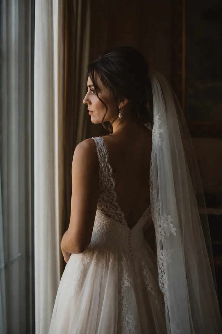 Bridal portrait by a window